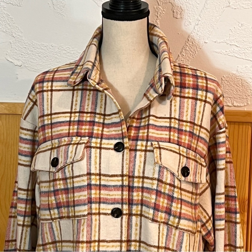 Stella Nova Emmy Blue And Pink Checked Oversized Button Jacket Sz-40 - Picture 3 of 10